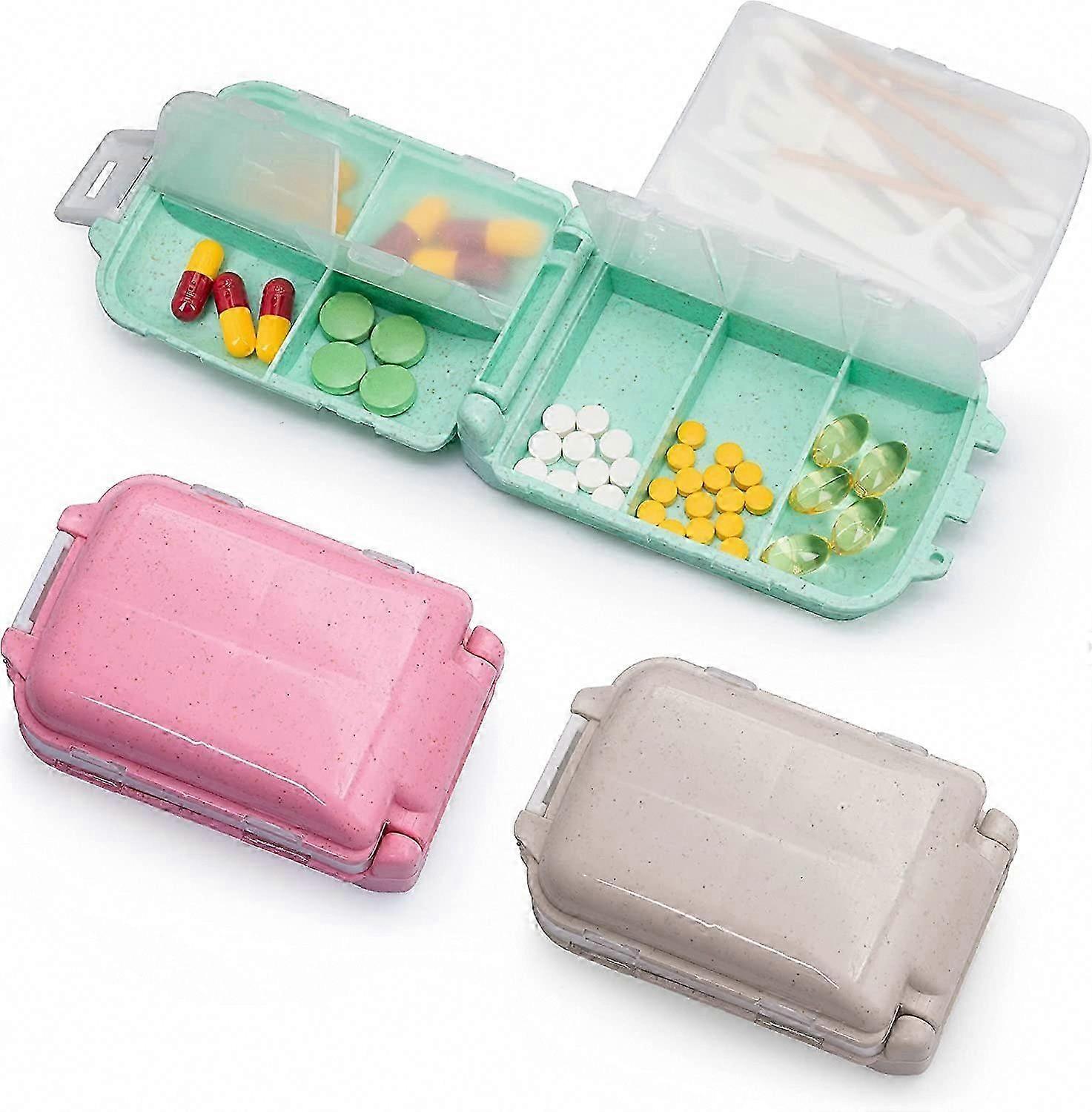3-Layer 8-Compartment Pill Organizer Box - Travel-Sized Moisture-Resistant Pocket Pill Case for Daily Use