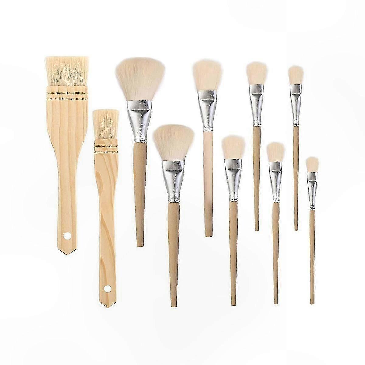Assorted Paint Brushes for Watercolor Ceramic Art Craft Projects Flat Gilding Hair Duster Sweep Mops Multi Size Pack of 10