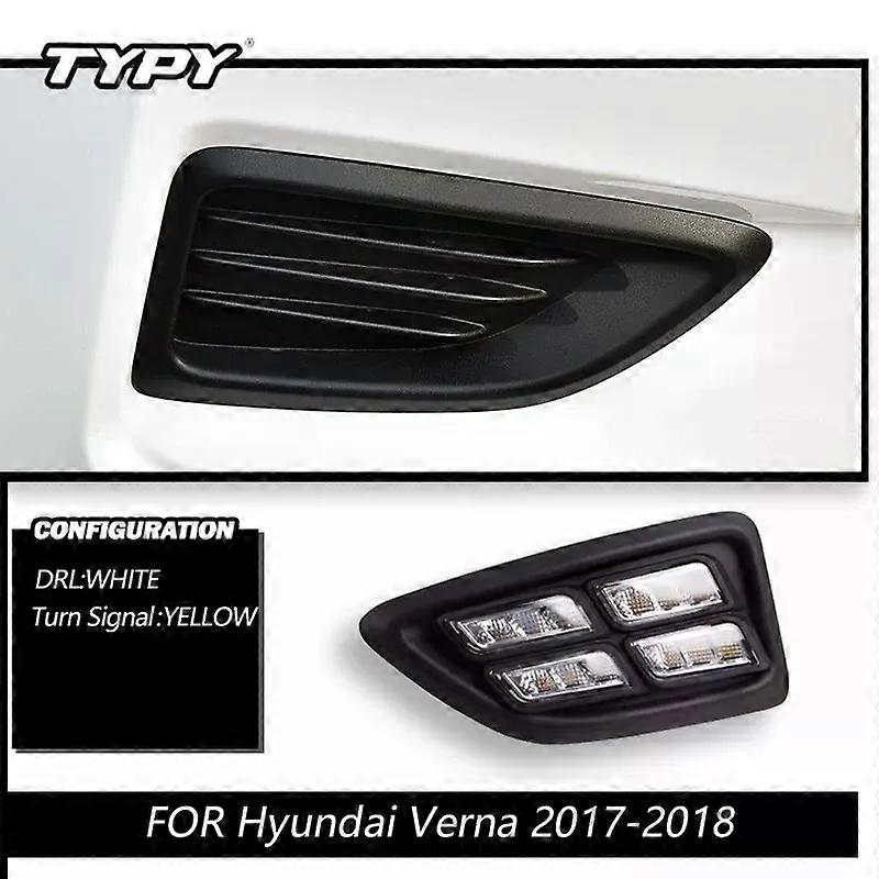 Apply TYPY LED DRL Daytime Running Lights For Hyundai Accent VERNA 2017 2018 Fog Lamp Day Light with Turn Signal Function