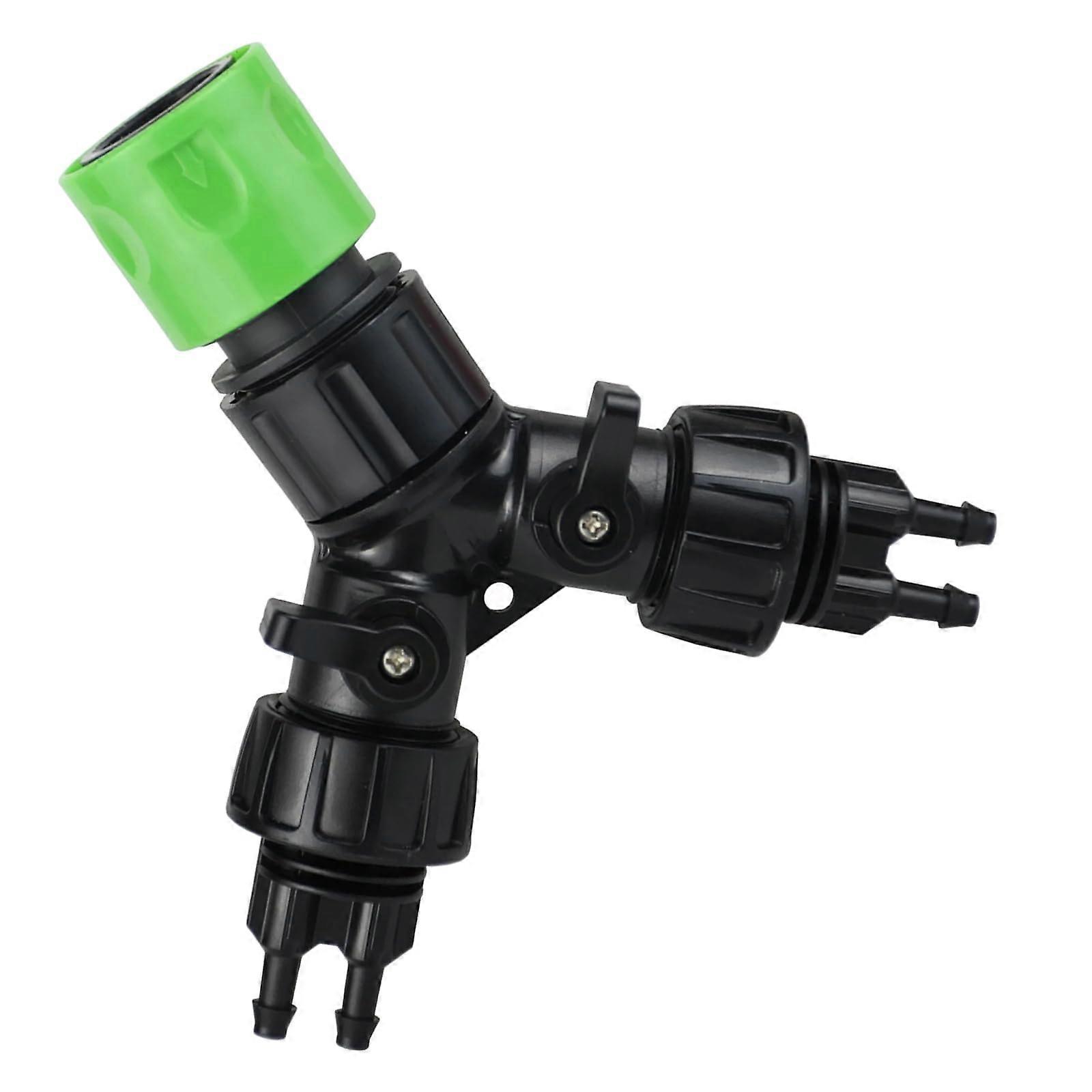 Double Channel Watering Splitter 2 Single Shutoff Valves Quick Connection for Garden Ref: 6015