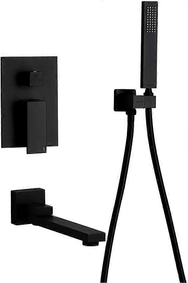 Luxury Shower Set with Handheld Shower and Tub Taps Set, Matte Black Brass