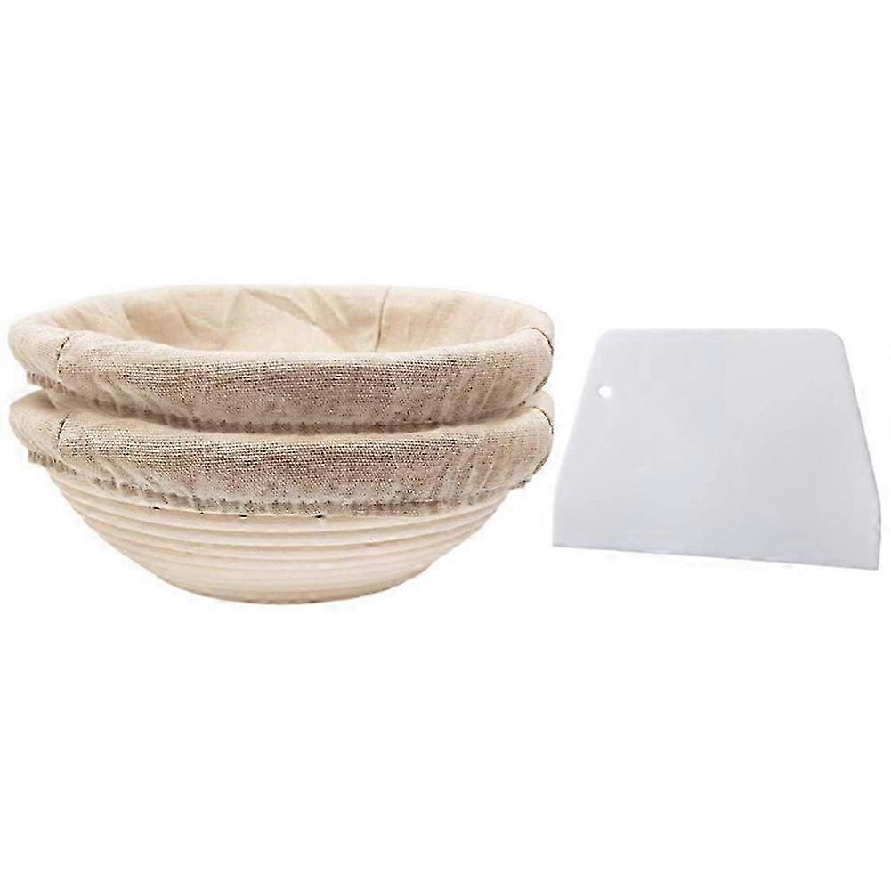 Round Bread Making Set: 2 Yeast Baskets for Bread and Bread Dough with Quality Banneton Proofing Basket and Linen Inserts