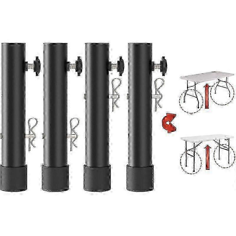 Adjustable Folding Table Leg Extenders for Straight & Bent Leg Tables, 2-Pack Height Risers for Sturdy Support