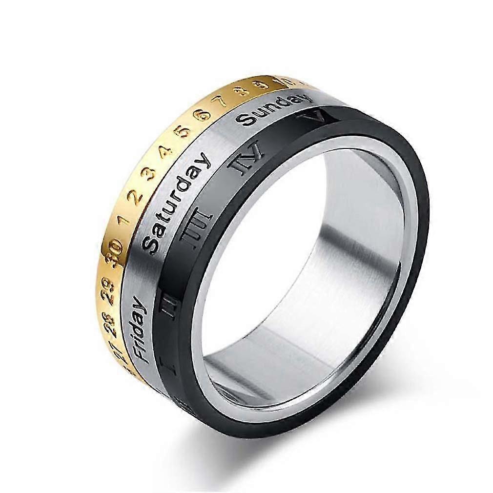 Men's Calendar Time Rotating Ring,hww
