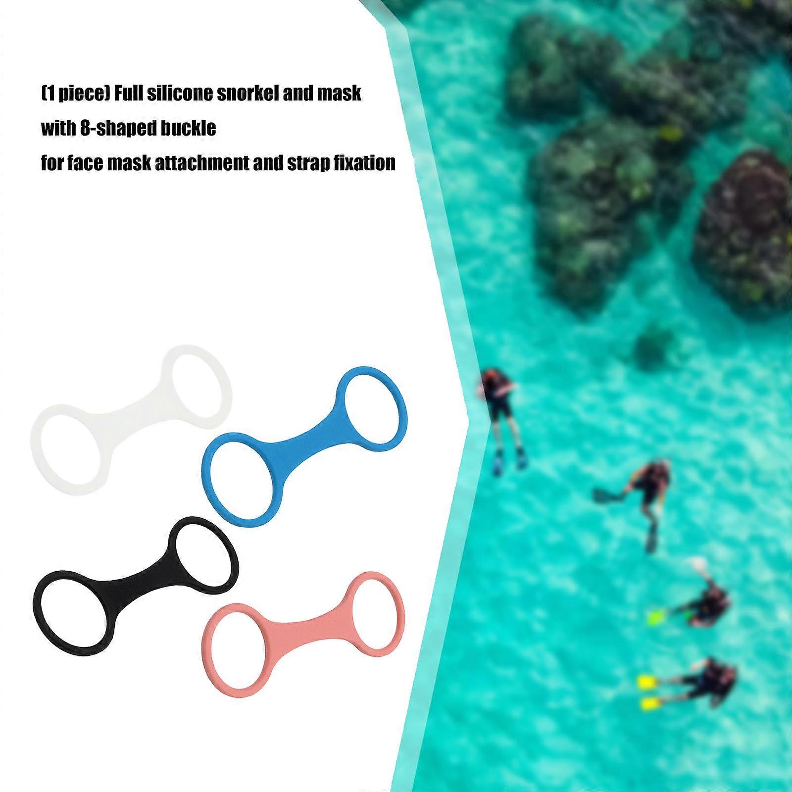 Snorkeling Tube Fastener Adjustable Rotation Lock Soft Silicones Retainer With Ovals Snorkels Tube And Mask Straps  White