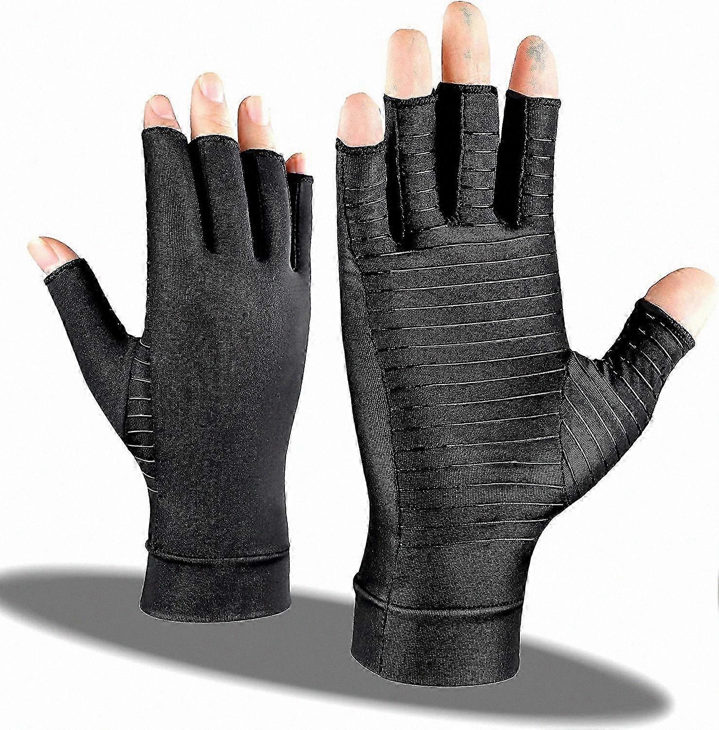 Copper-Infused Support Gloves for Arthritis Relief with Half Finger Design and Compression Technology