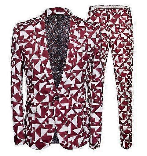 Men's 2 Piece Suit Lapel Sport Coat One Button Slim Fit Tweed Suit
