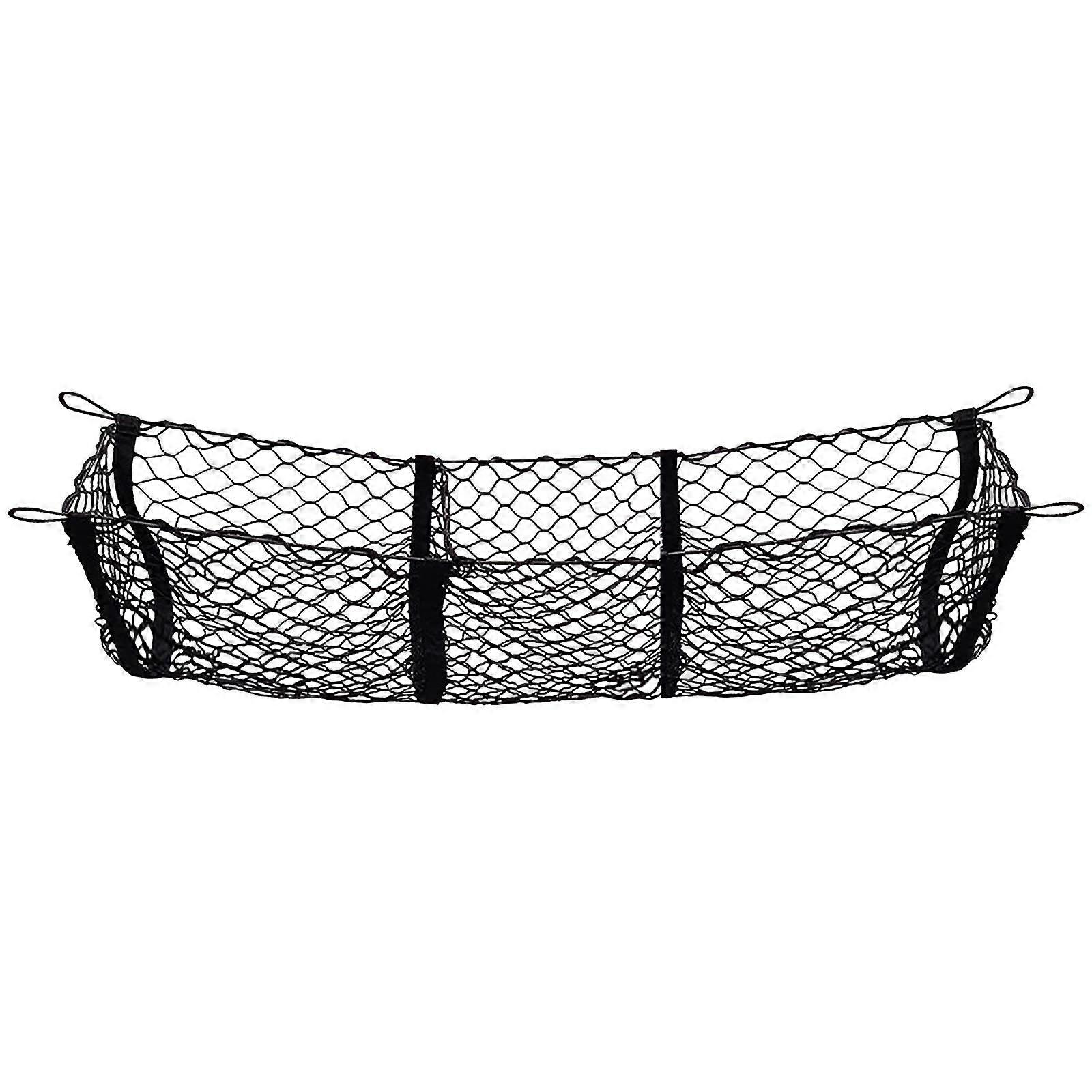 Car Rear Trunk Three Pocket Mesh Storage Net Stretchable Adjustable Black Cargo Organizer For Cars SUVs RVs Vans Trucks