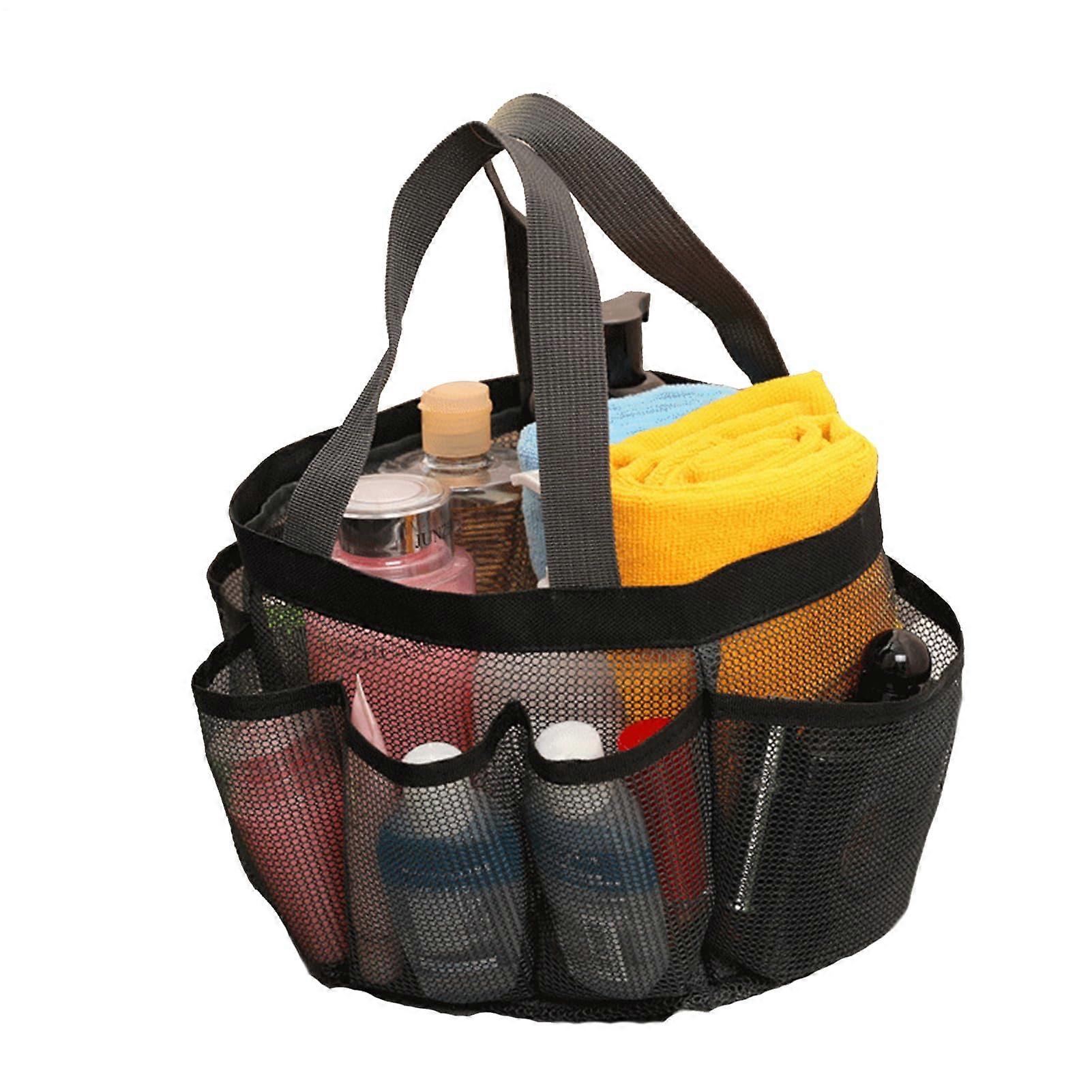 Portable Shower Storage Bag Lightweight Quick Dry Grid Organiser With Durable Handles Black For College Dorm Showers Gym Travel