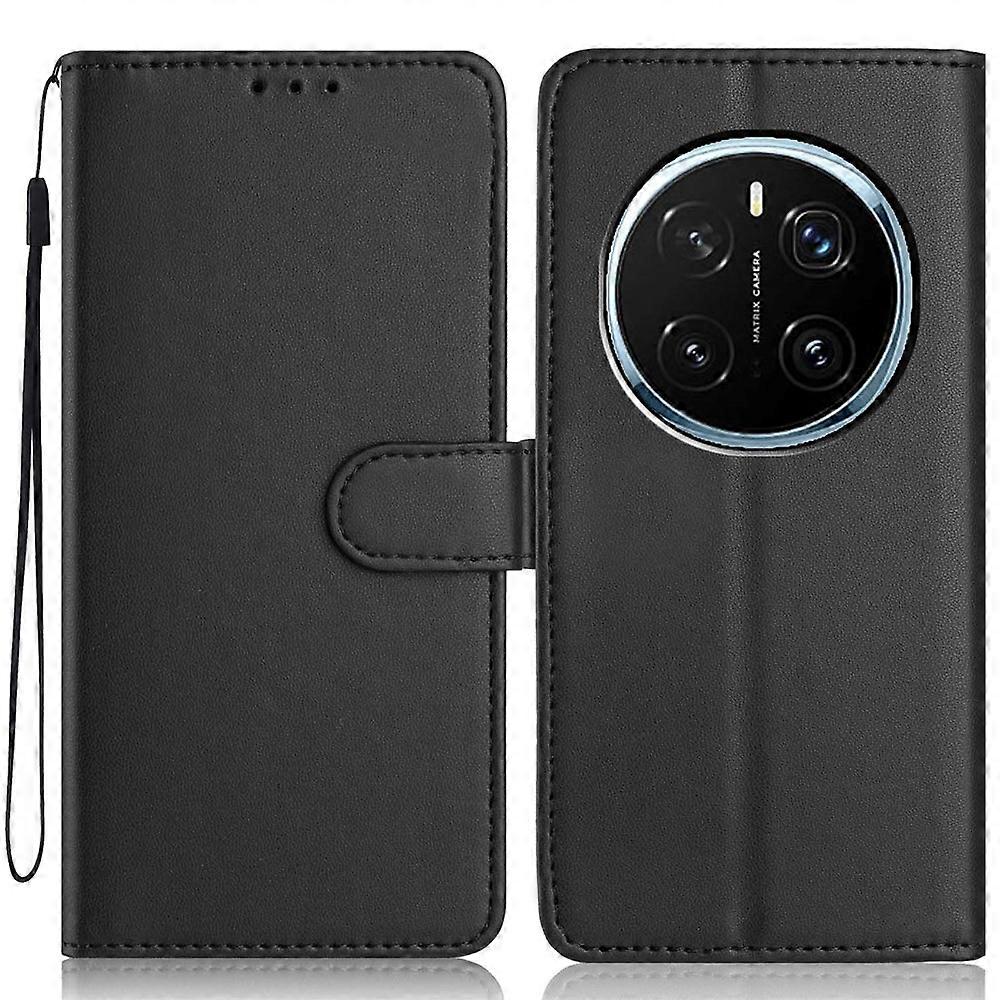 Compatible For Honor Magic7 Pro 5G Wallet Case with Strap / Multiple Card Slots Solid Color Leather Stand Phone Cover