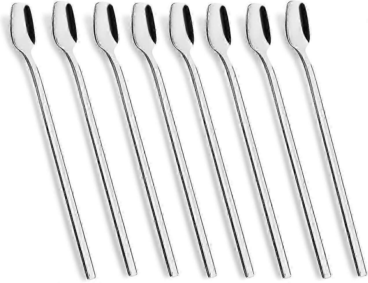 مجموعة من 8 ملاعق لاتيه ماكياتو ، ملاعق طويلة 20 سم ، ملاعق آيس كريم ، ملاعق حلوى ، قهوة ، آيس كريم ، كوكتيل ، زبادي ، ستانلس ستيل لتحريك Spo