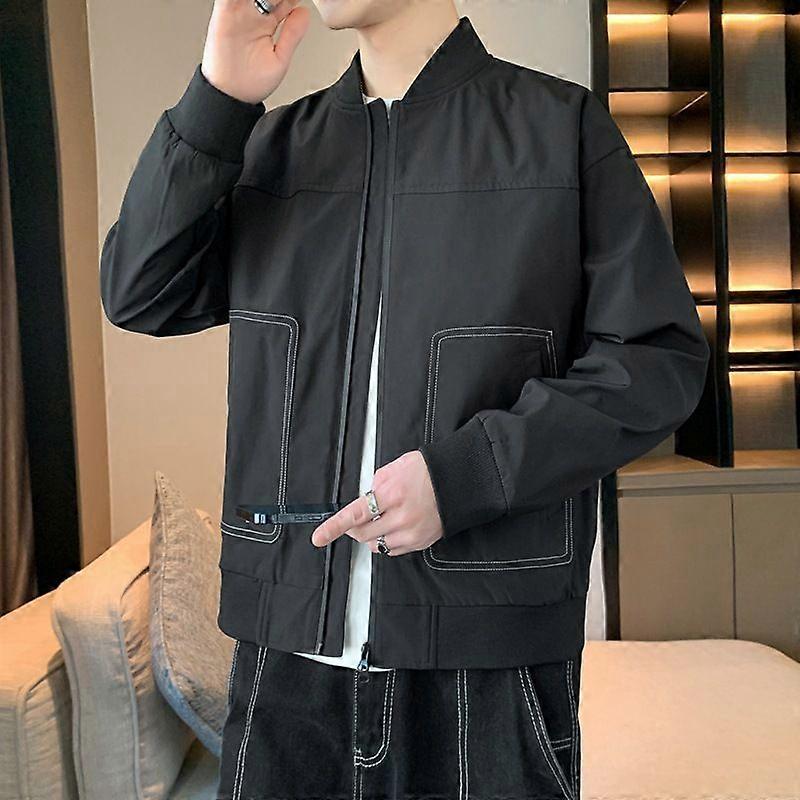Spring And Autumn Solid-Color Men's Hong Kong-Style Korean Style Trendy Loose, Casual, Simple And Versatile Flight Baseball Jacket
