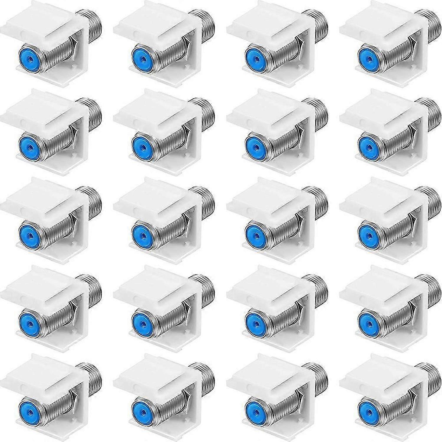20-Pcs Coax Keystone Jack Insert,F-Type Cable Extender for Wall Plate