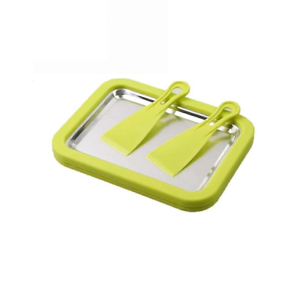 Stainless Steel Ice Cream Maker Pan With 2 Scrapers Square Manual Ice Machine Instant Cold Plate Making Rolled Ice Cream Tool