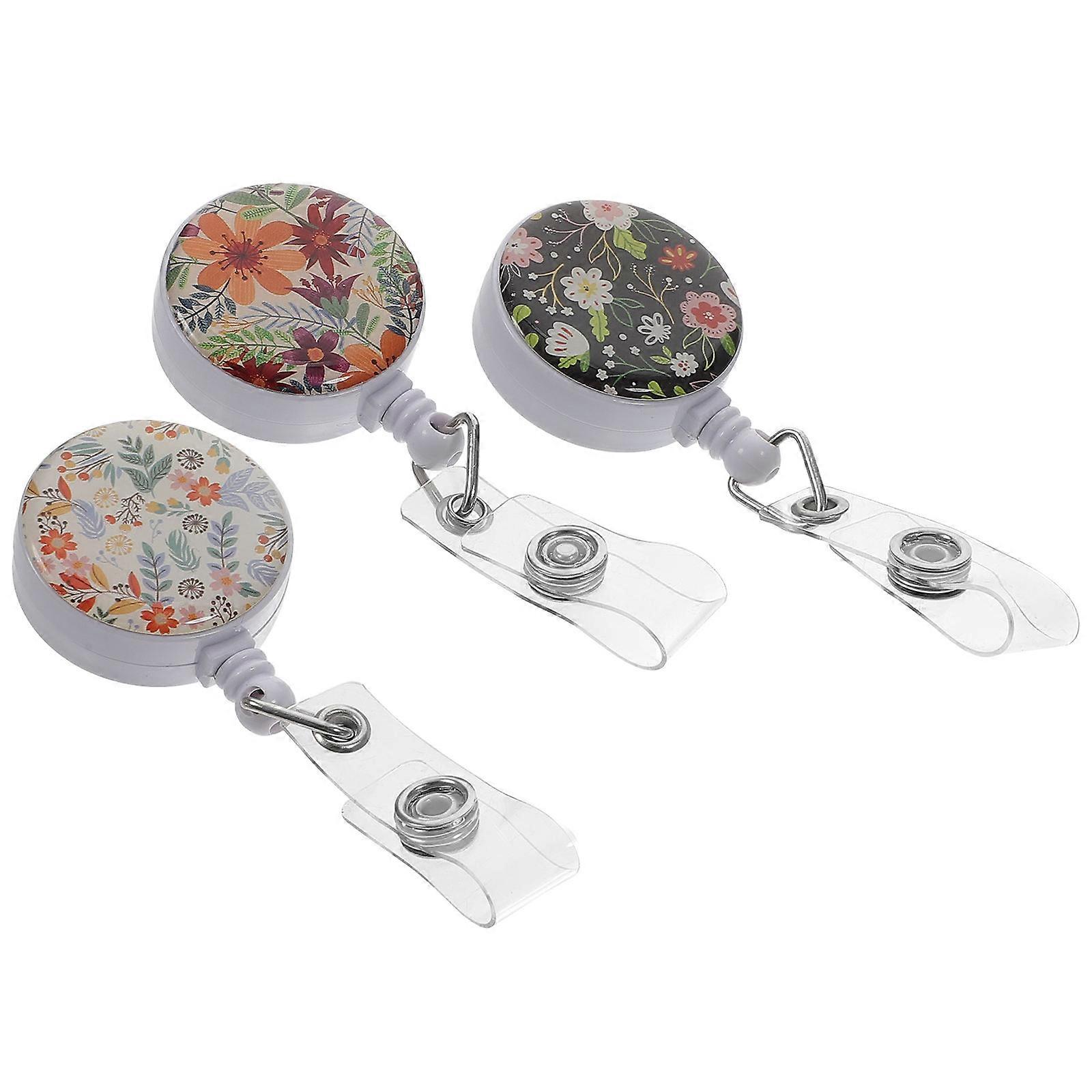 Portable Badge Buckles Retractable Design Wear-Resistant Clips Assorted Color 8.50X3.20X2.30cm Key Organizer 3Pack