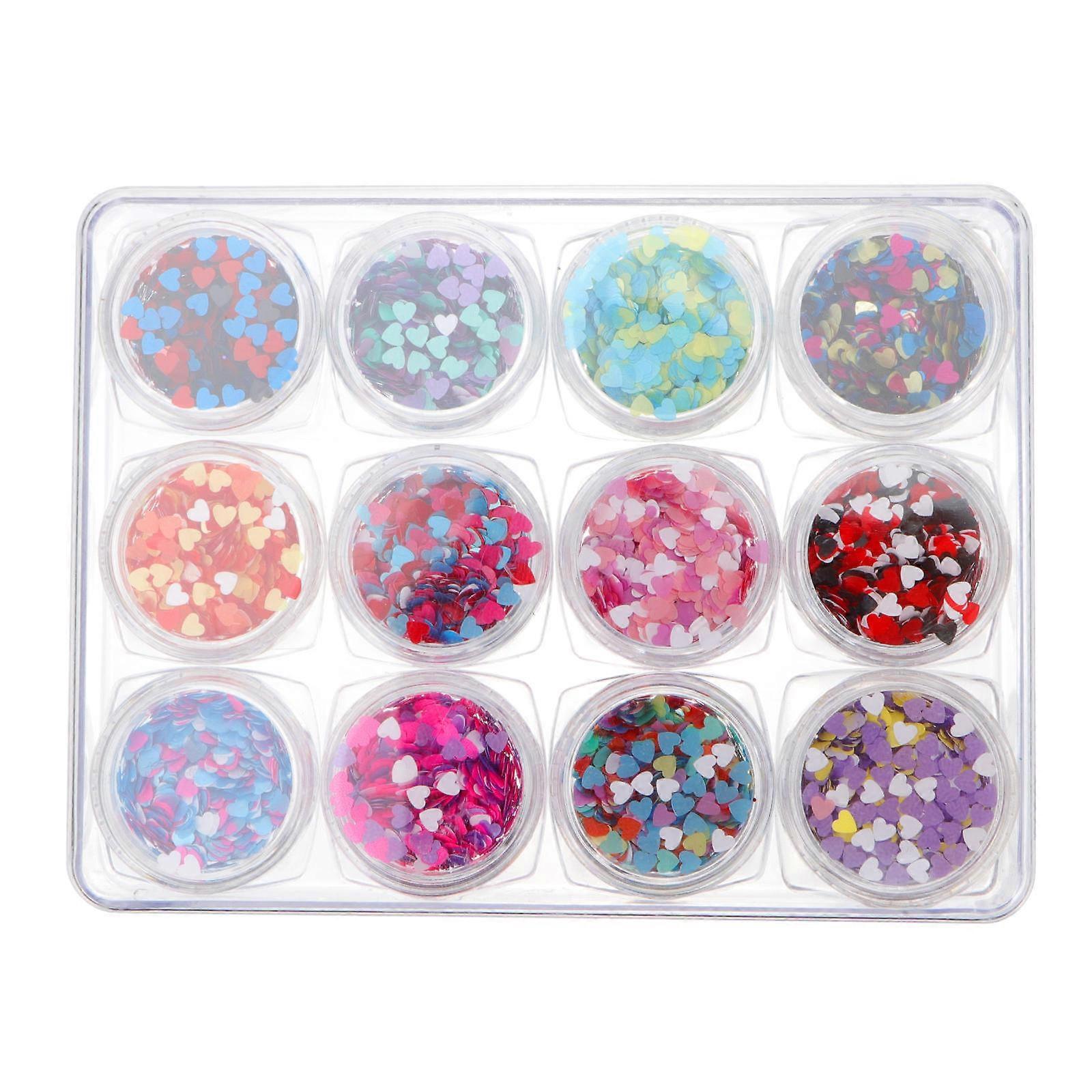 Manicure Glitter Sequin Nail Decals for Decoration 12 Boxes Assorted Color