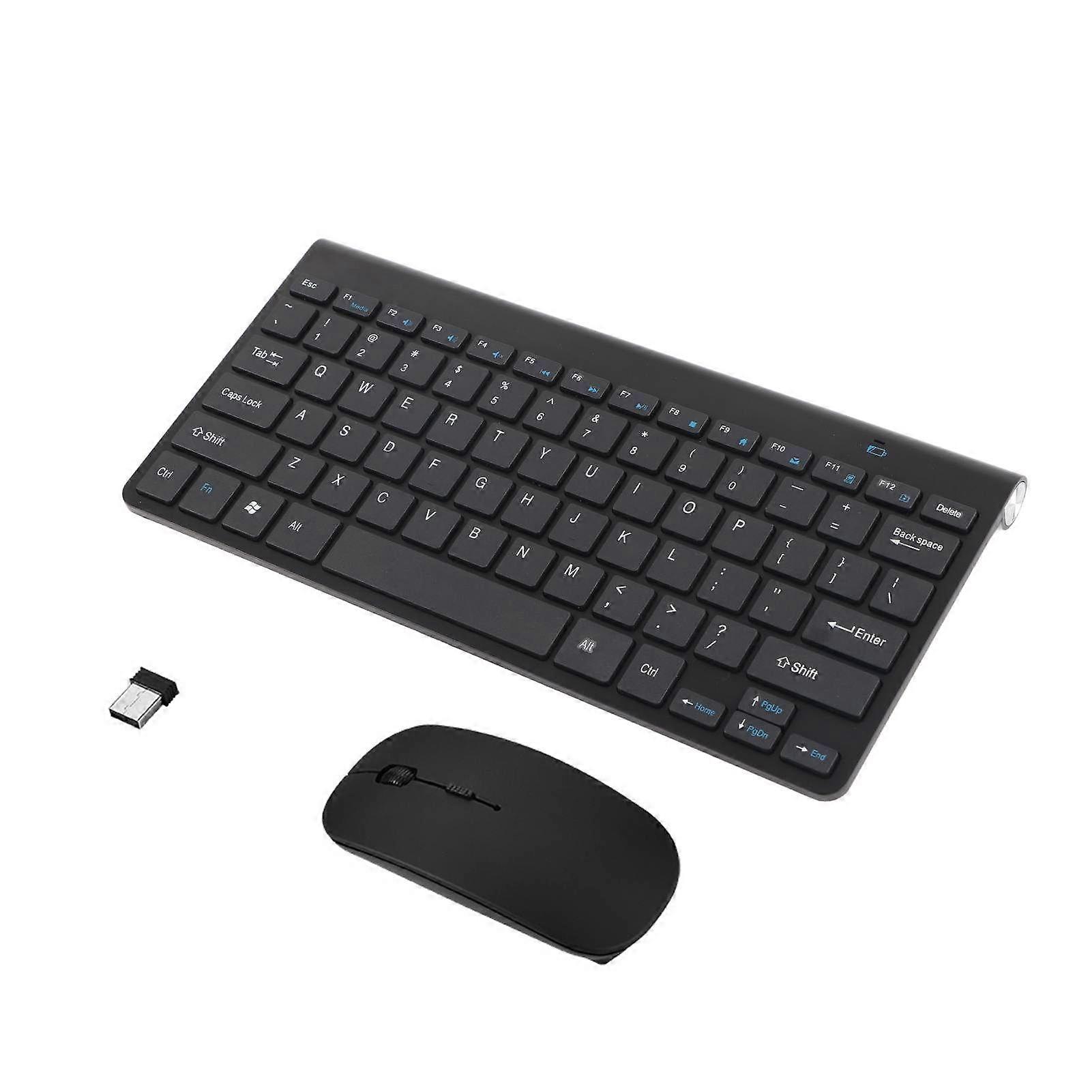Slim 2.4GHz Wireless Keyboard and Mouse Kit for Desktop Laptop Black