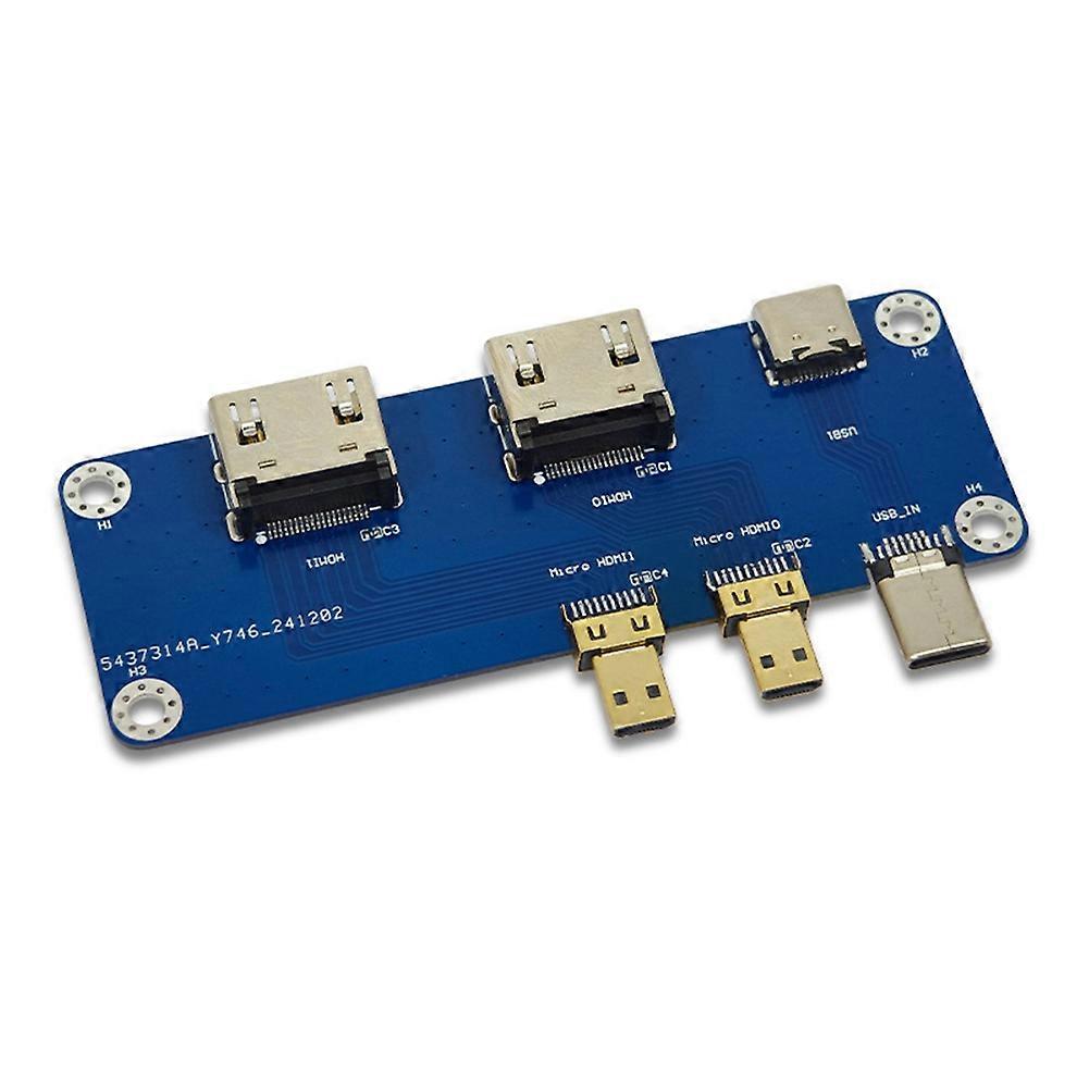 Micro-Type HDMI-kompatibel zu HDMI-kompatibler Adapterplatine USB-C-Netzteil Duale 4K-Ausgänge für Raspberry Pi 5/4B