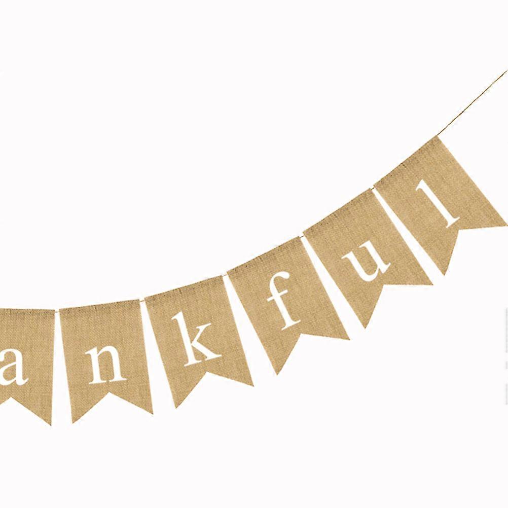 Linen Hanging Banner Letters Burlap Banner for Decorations 2Pcs