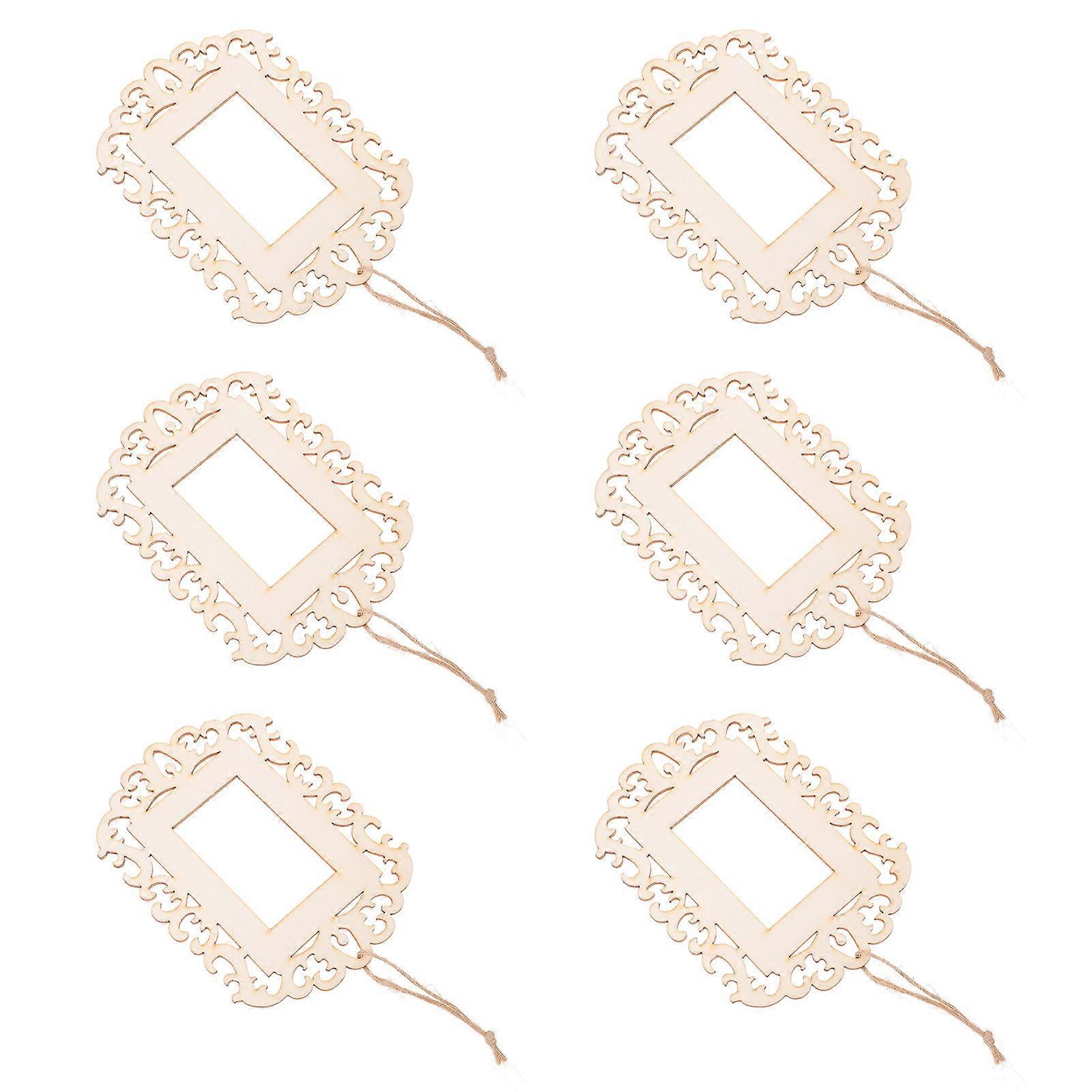 DIY Wood Pendant Photo Frame with Hemp Rope 12Pcs Beige