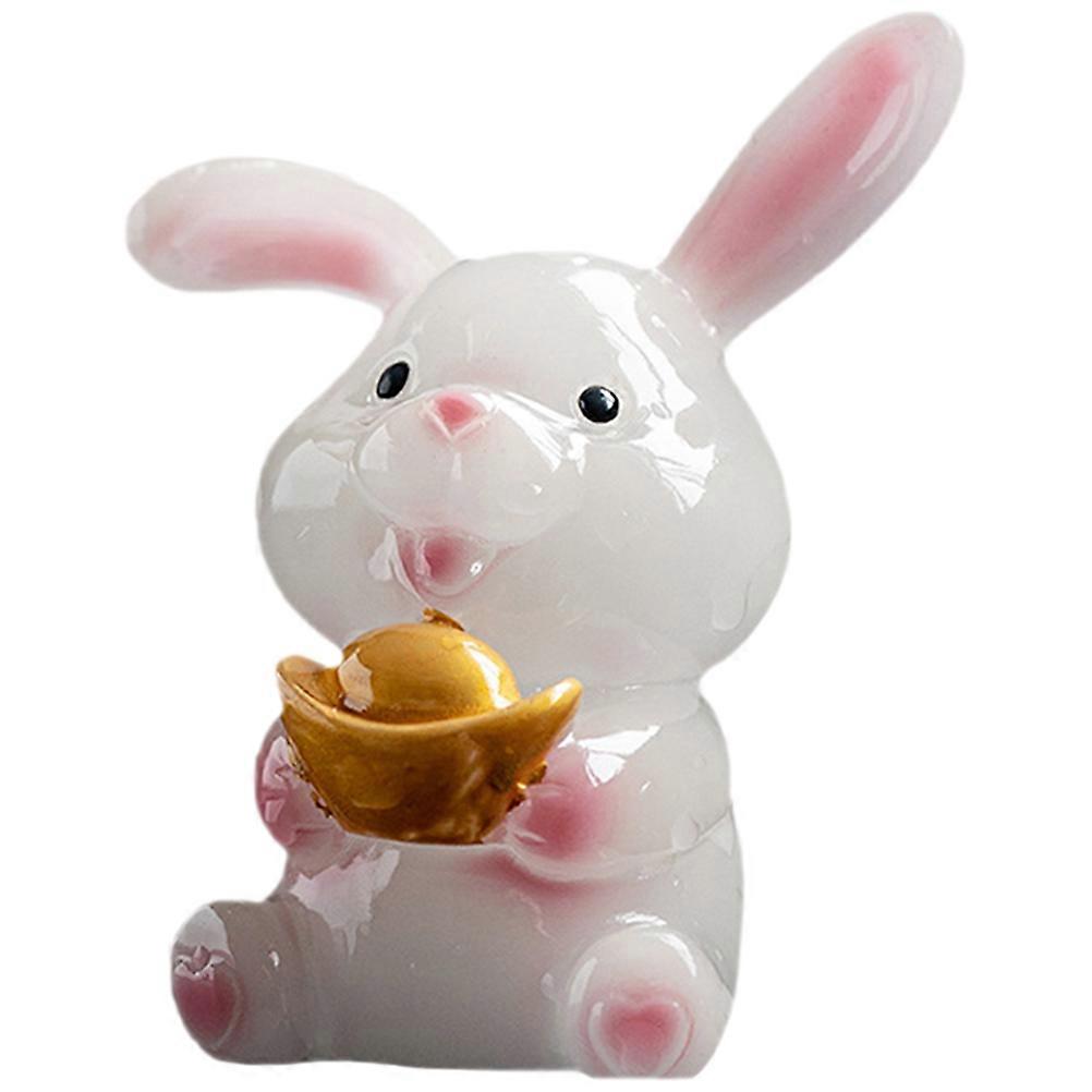 Color Changing Rabbit Figurines 3Pcs For Decoration In Study Office Teahouse 9.7X7.3X5CM Unique Gift