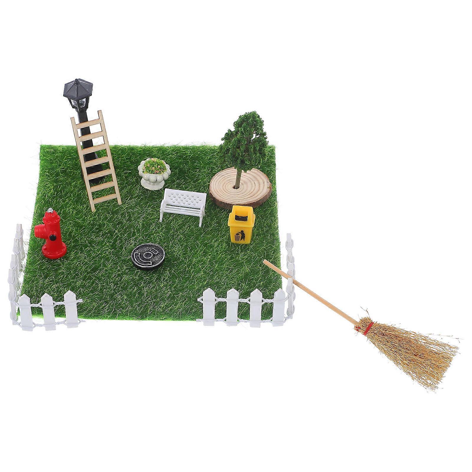 Tiny Model Mini Courtyard Adornments Set Hobbyists Home Decoration 5.9X5.9X0.9in Decorative 3 Sets