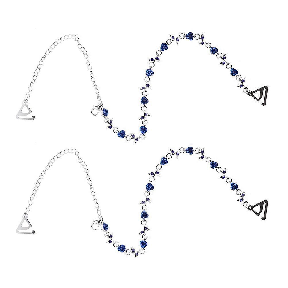 Blue Bra Straps Replacement for Non-Slip Use 2Pairs Rhinestone Design