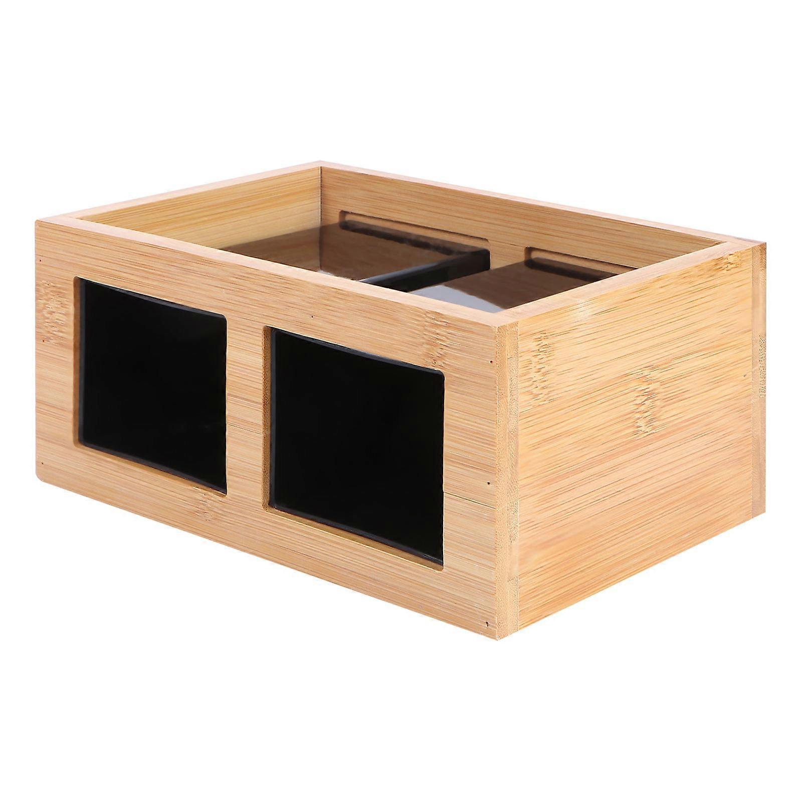 Flatware Organizer Bamboo Utensil Holder for Chopsticks Storage 2Pcs Set