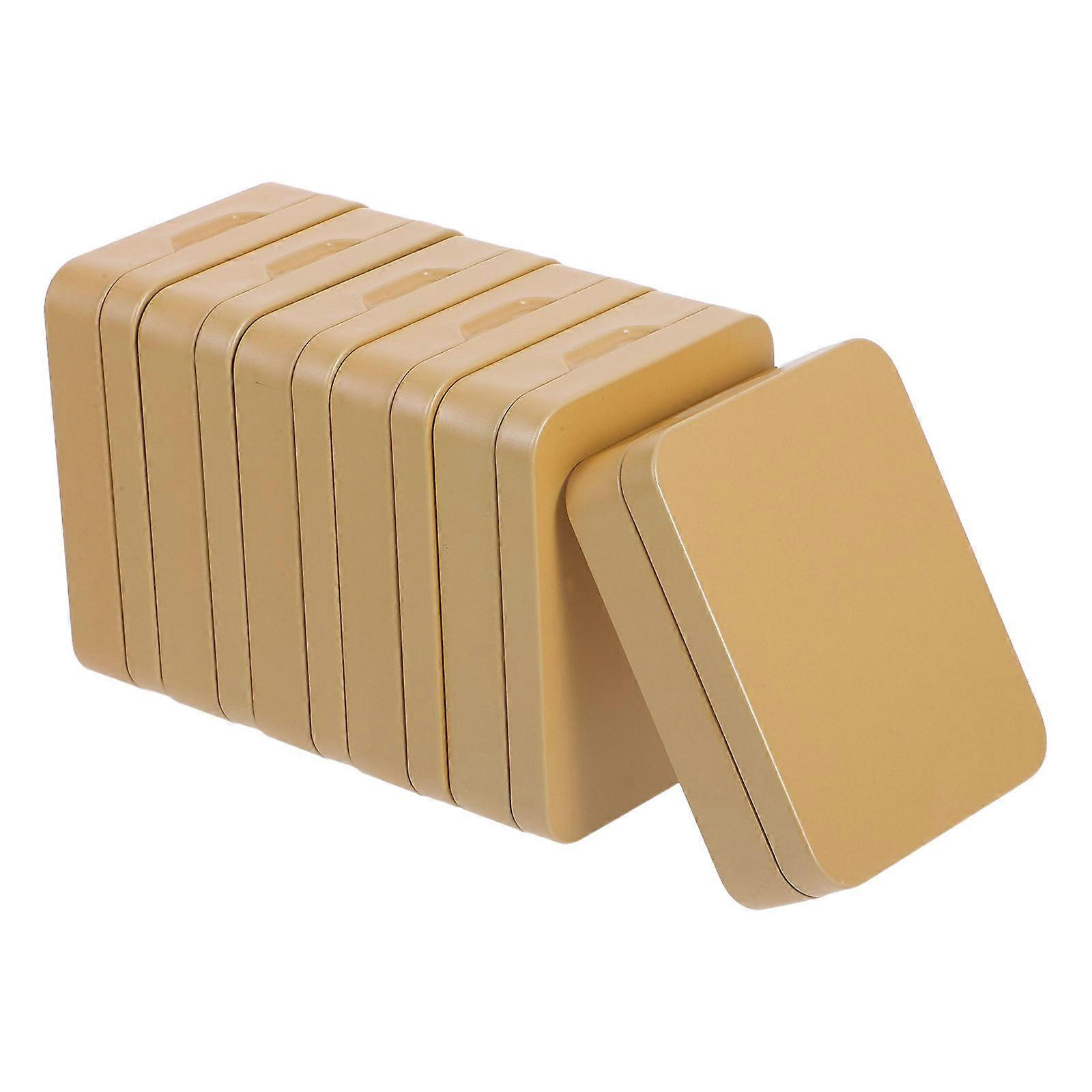 Hinged Metal Tinplate Box for Storage Use 12Pcs Portable Golden Storage Container