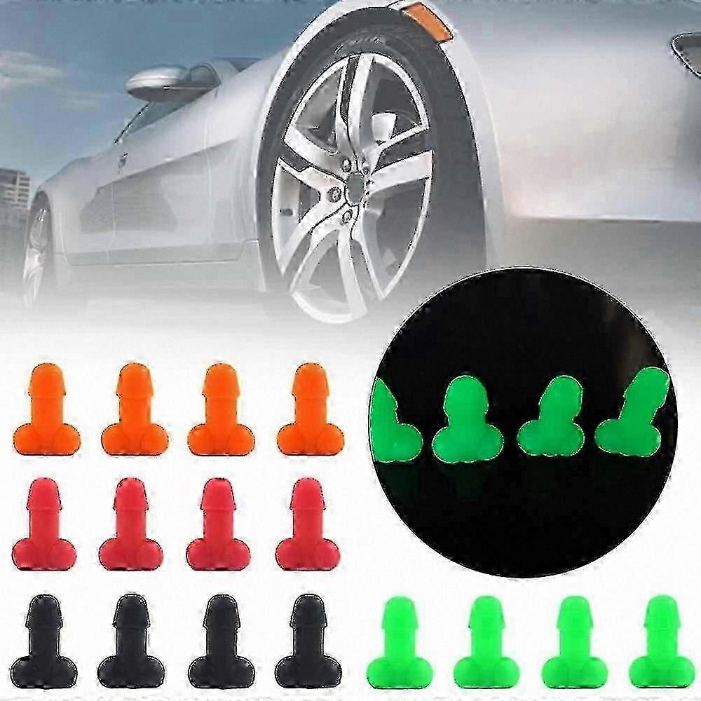 4-Pack Glow-in-the-Dark Tire Valve Caps Universal Fit for Vehicle Wheels with Luminous Design