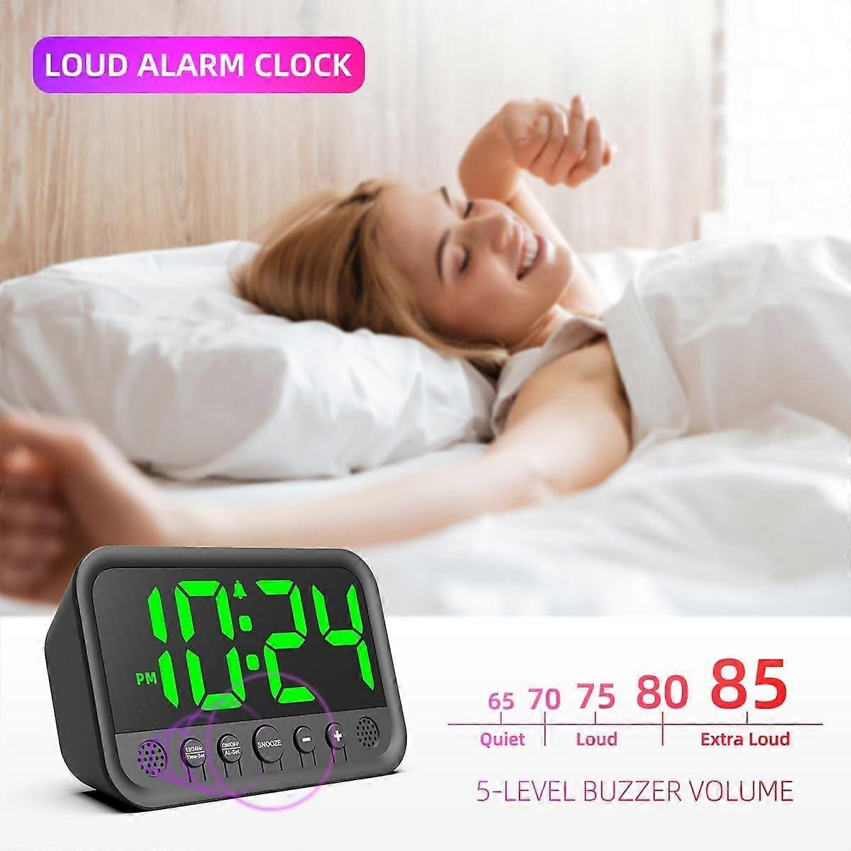 Digital Alarm Clock With Large Led Display For Bedroom, Loud Alarm Clock For Heavy Sleepers,  With A