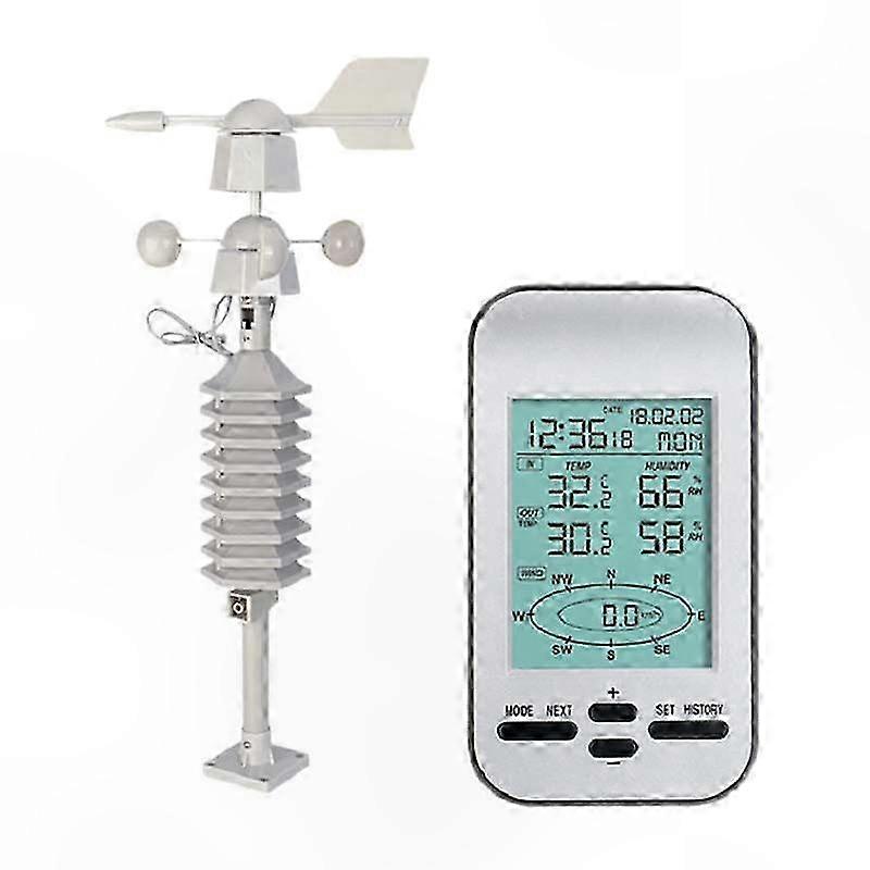 Wireless Weather Station with Clock, 433MHz RF, Wind Speed and Direction Sensor, Temperature Forecasting