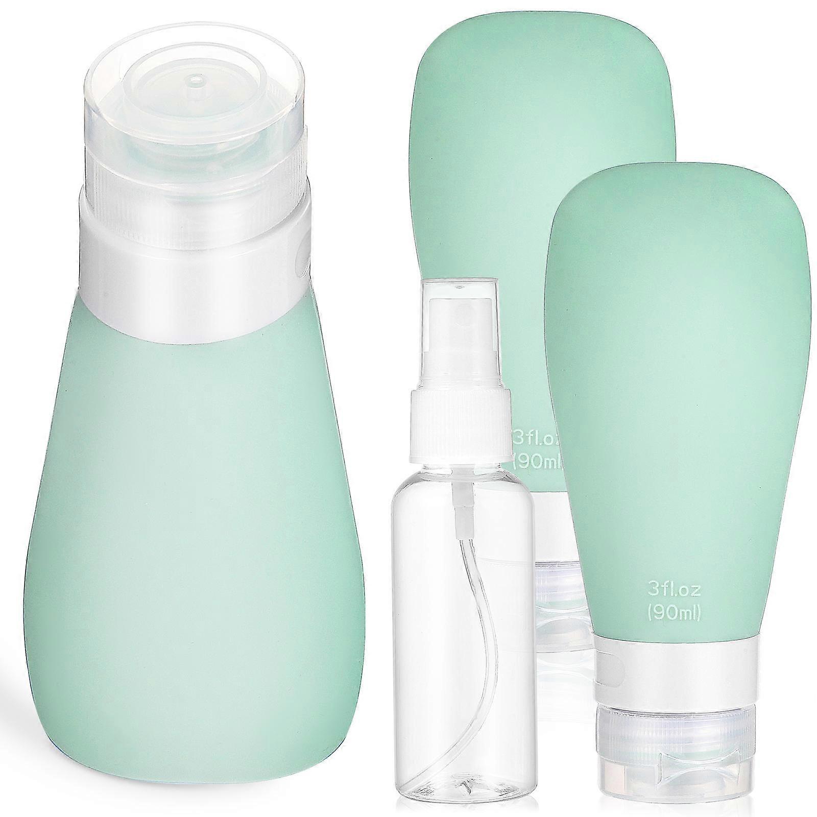 Empty Refillable Tube Bottles For Travel Usage Including 5 Set Dispenser Bottles In Light Green Color