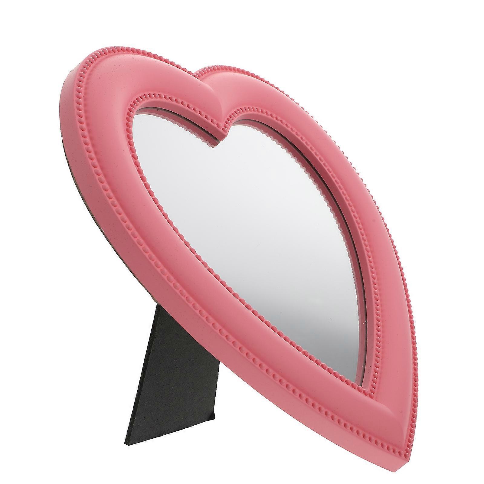 4Pcs Pink Heart Shaped Desktop Makeup Mirror for Home Usage