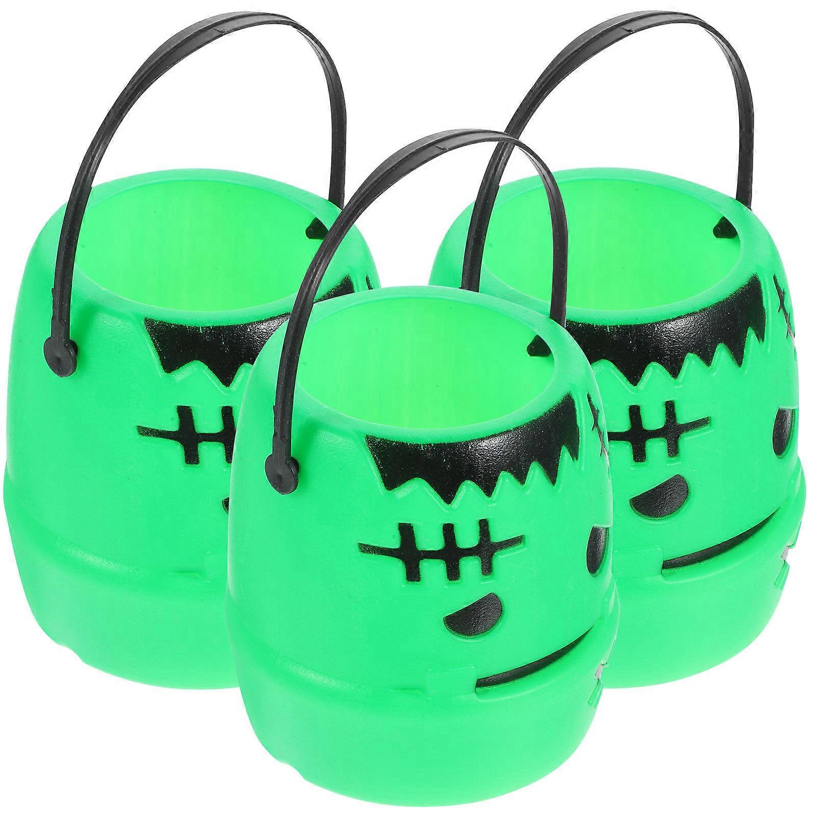 Pumpkin Candy Holder Halloween Bucket for Storage 3Pcs Plastic Containers