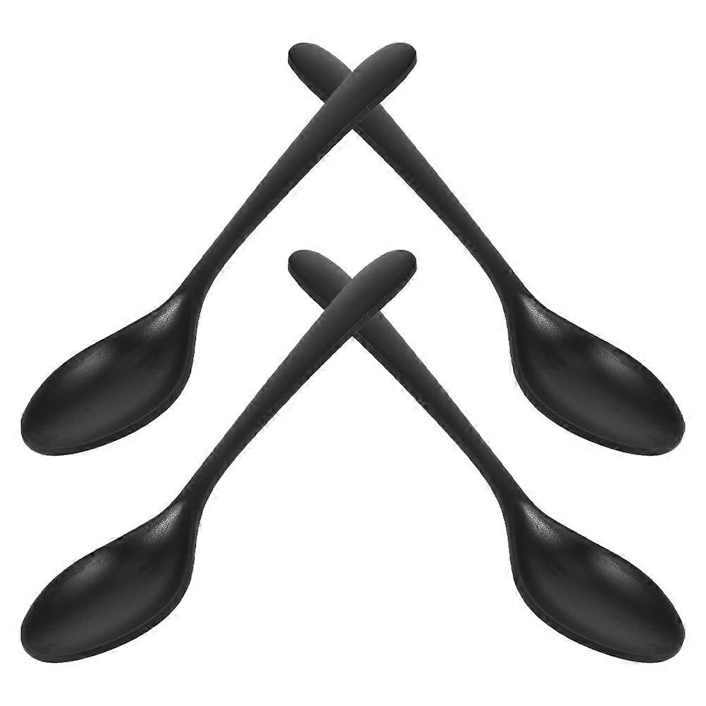 Plastic Ramen Spoons 4Pcs Black Long Handle Durable Use for Restaurants and Home Dining Experience