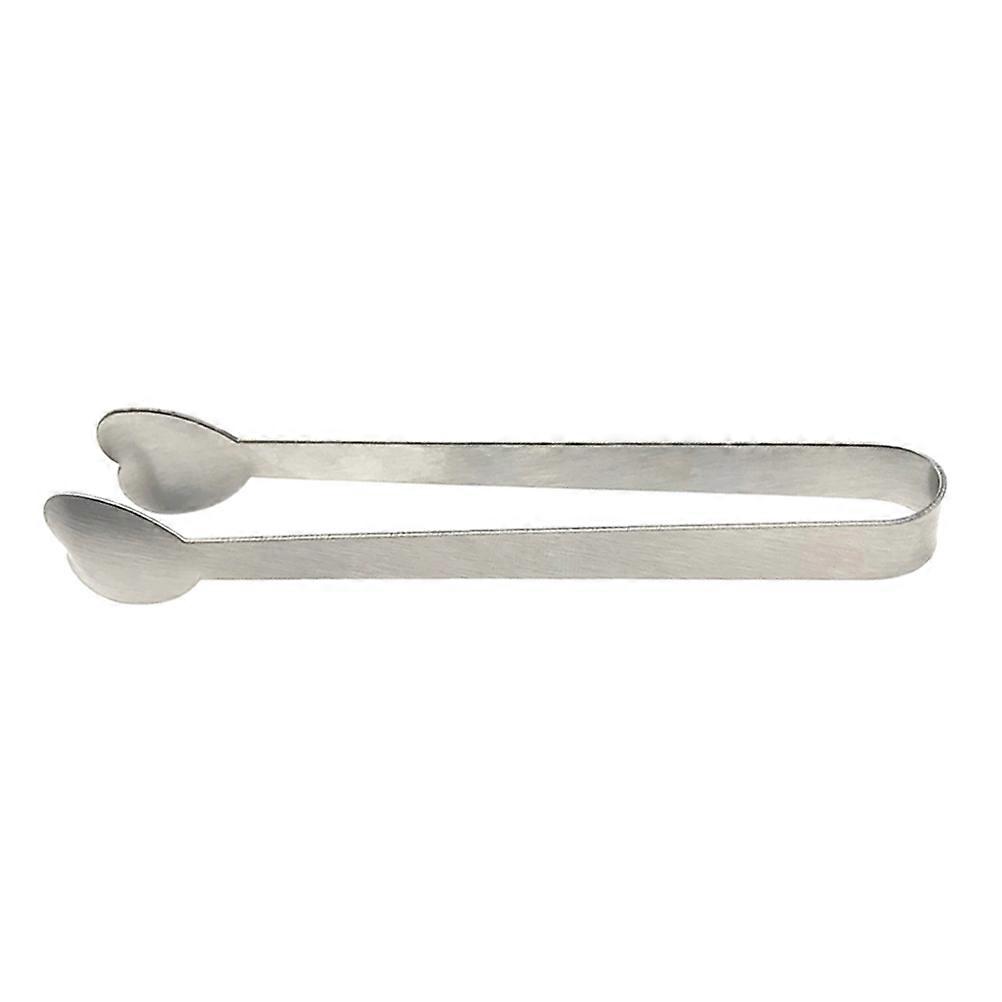 Stainless Steel Mini Tongs Food Serving Tool Ice Cube Handling Lemon Slicing for Cafe Use Heart Shape 1Pcs
