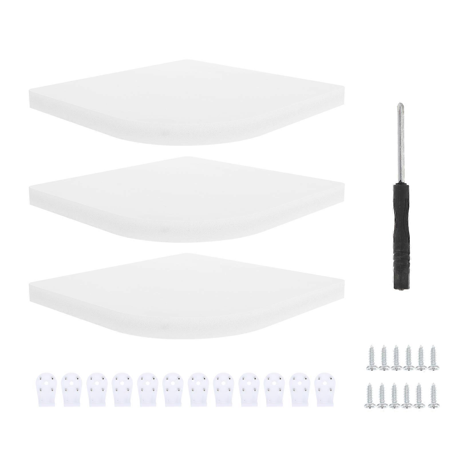 White Wood Wall Shelf Floating Corner Organizer for Home 3Pcs