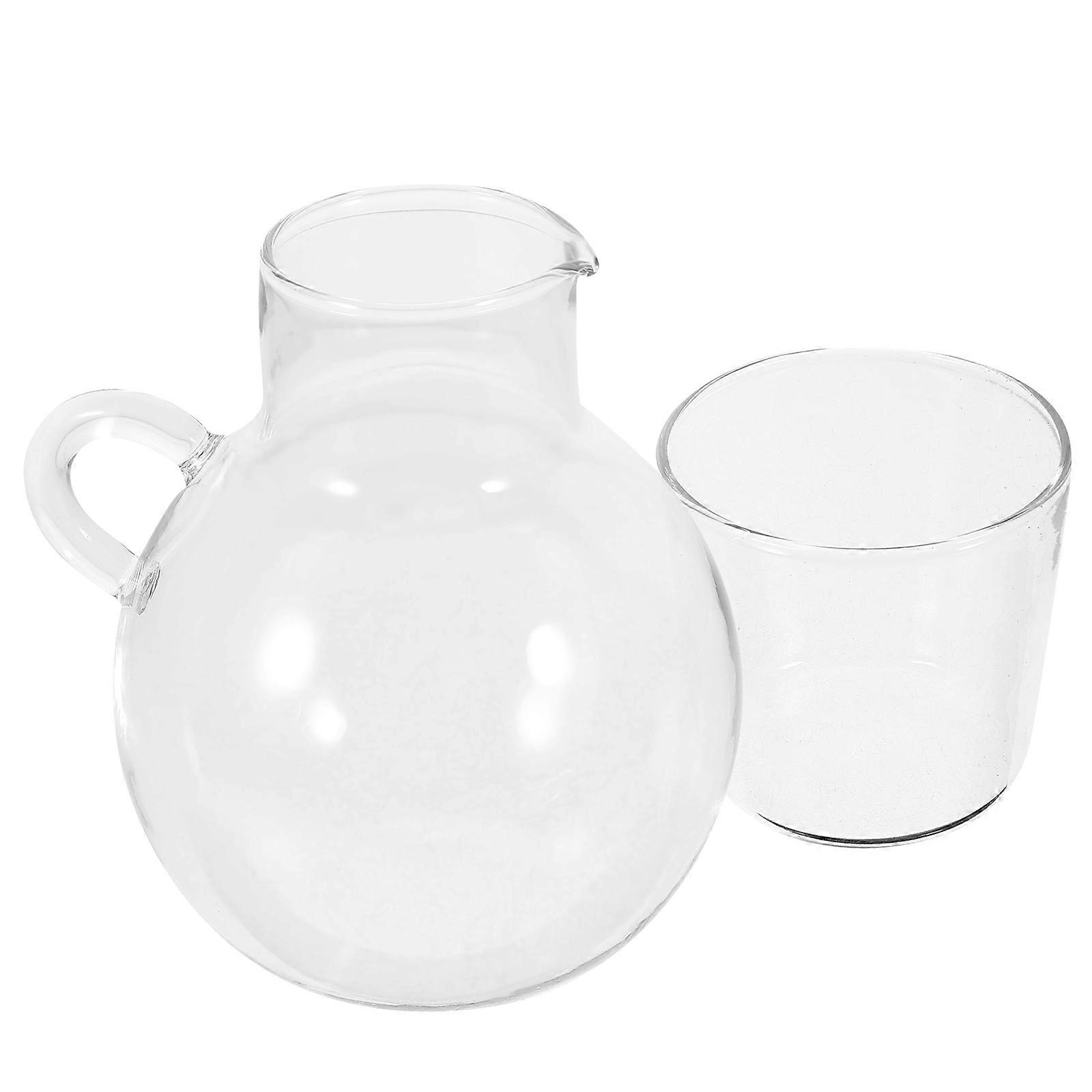 Glass Water Pitcher Bedside Carafe for Home Use 2Sets with Cup