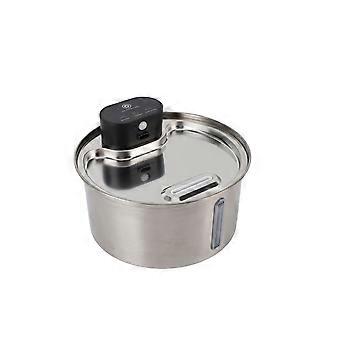 3,2 l Katzenwasserbrunnen Kabelloses wiederaufladbares LED-Licht aus Edelstahl 3 Wassermodi Automatischer Wasserspender für Haustiere EU-Stecker