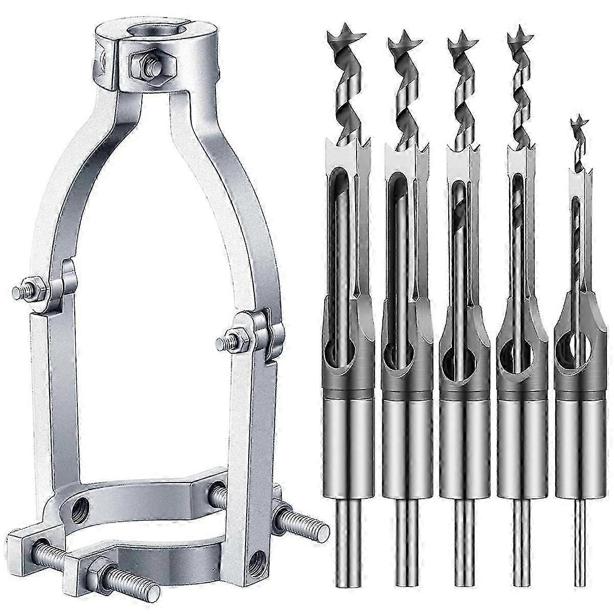 Square Hole Drill Bit Adapter and Square Hole Drill Bit Set for Drill Press Hollow Chisel Mortise a