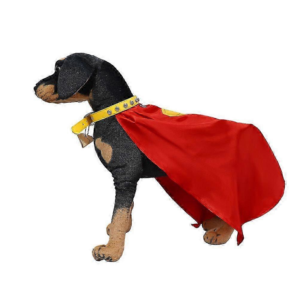 Superhero Dog Costume Cape Cosplay Set with Leather Collar and Tag Complete Set for Halloween and Parties