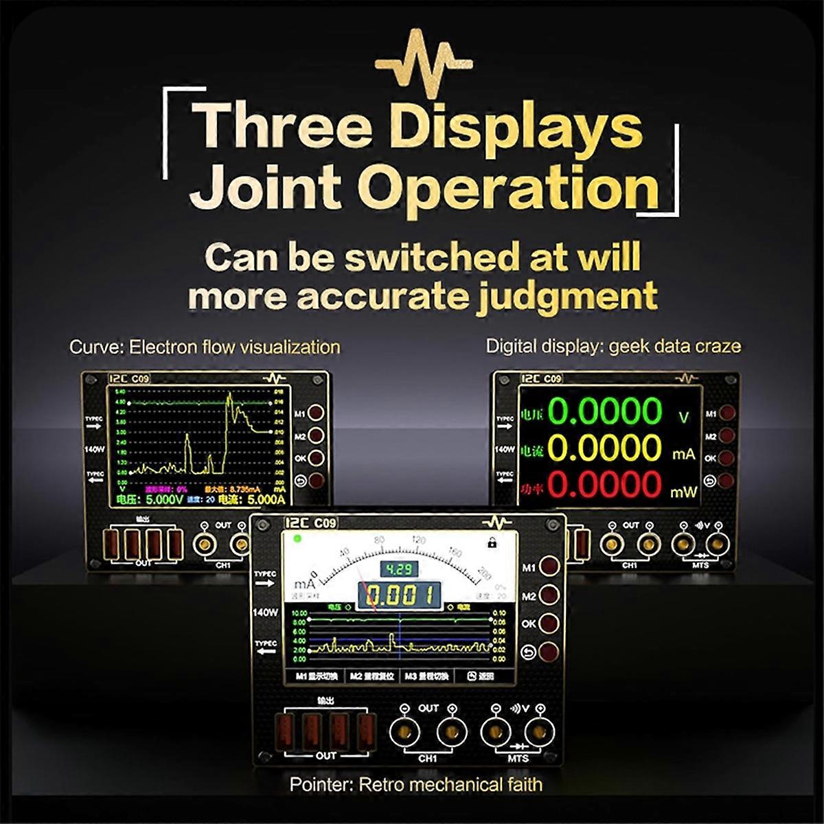 Waveform Ammeter with Charging TestData Voltage Measurement Multimeter Test,with TestLead, for Mobil