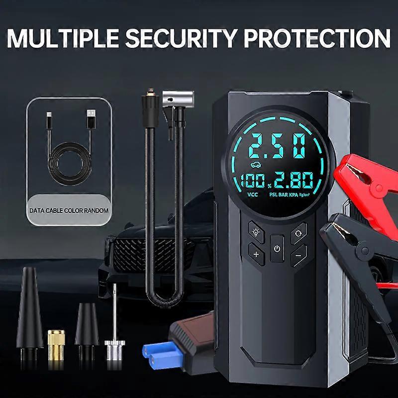 JKUOO2000A Powerful Portable Car Jump Starter with 150PSI Air Pump Compressor LCD Screen - Emergency Car Battery Booster Charger