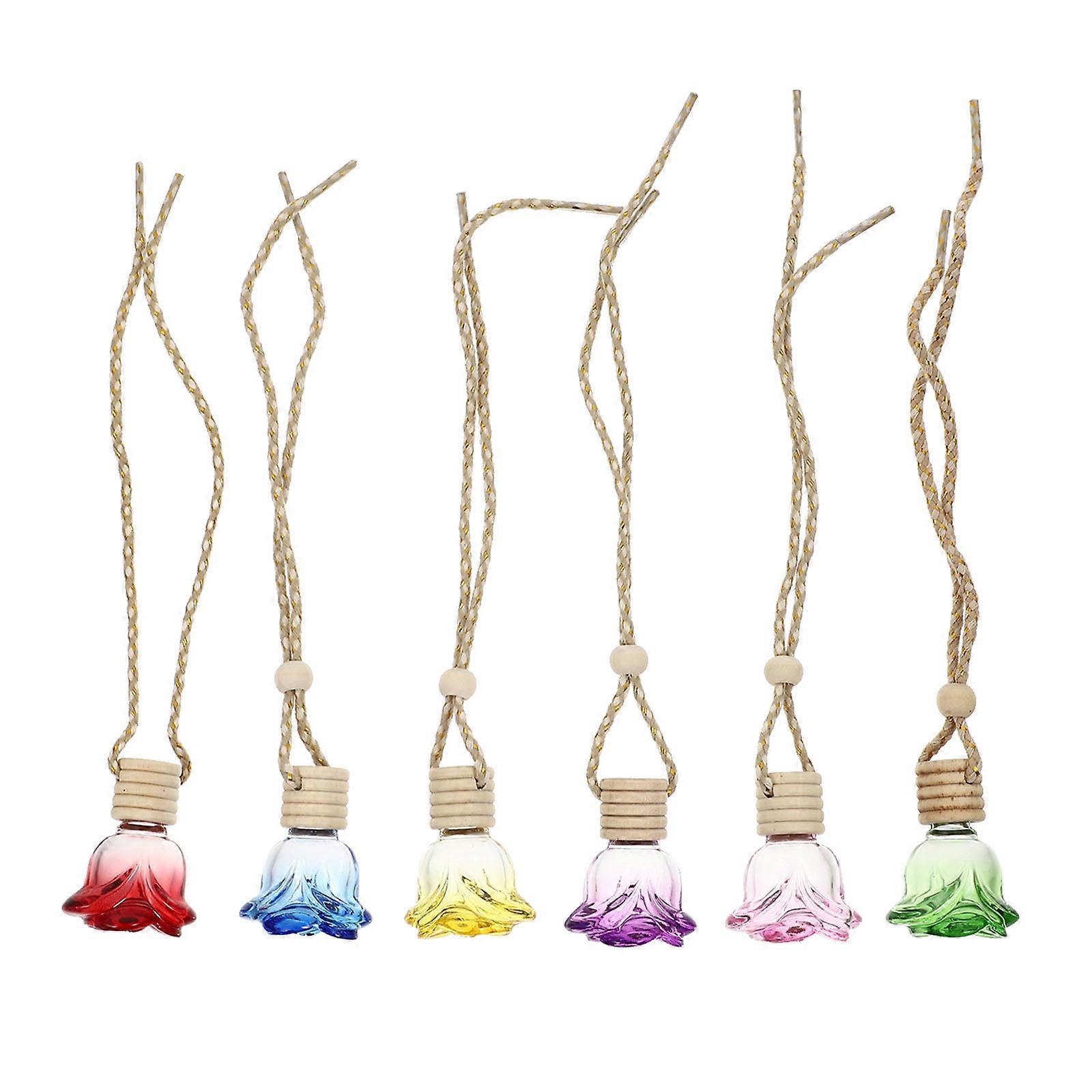Assorted Color Perfume Bottle Pendants for Car Decor 6Pcs Rose Bottles
