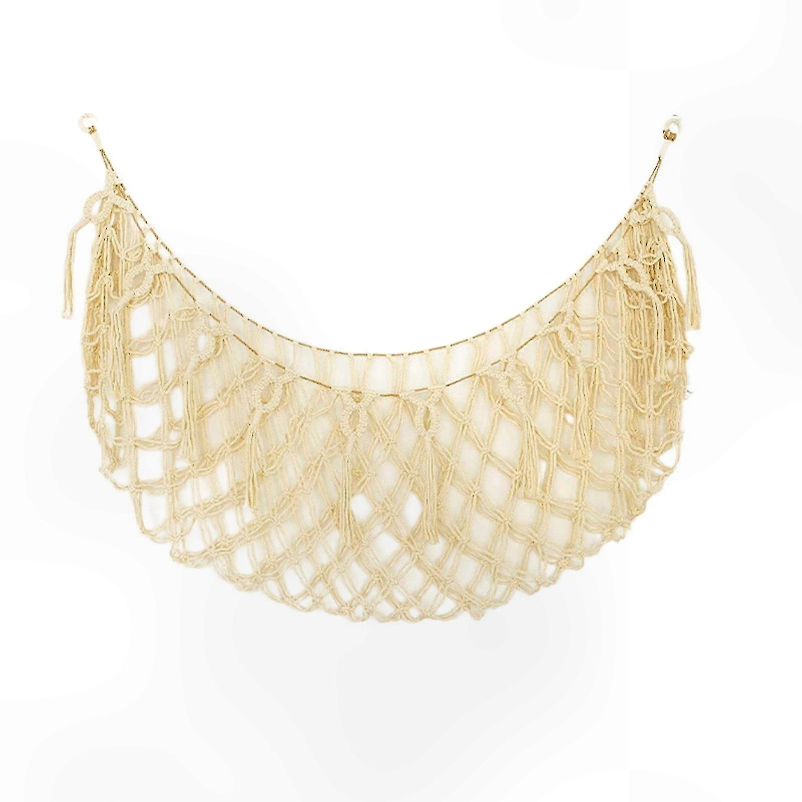 Large Cotton Rope Toy Organizer with Tassels for Nursery Playroom Storage Wall Hanging Net for Stuffed Dolls Soft Toys Display Solution