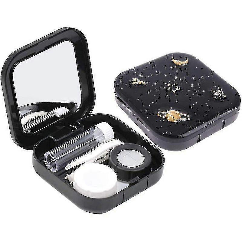Contact Lens Container Case Contact Lens Storage Box With Mirror Tweezers Solution Bottle Care Kit