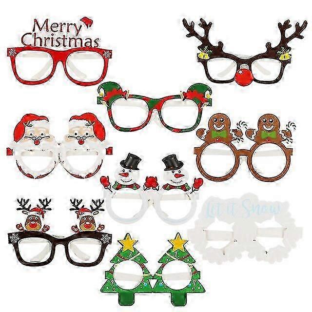 9pcs Santa Claus Xmas δέντρο elk χάρτινα γυαλιά πλαίσιο Χριστουγεννιάτικα γυαλιά Φωτογραφία Prop Χριστουγεννιάτικες διακοσμήσεις Νέο έτος Navidad παιδιά δώρο