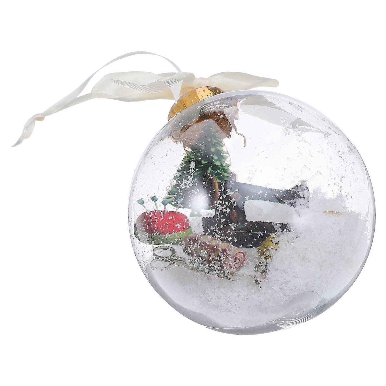 Clear Plastic Snow Globe Ornament for Christmas Tree - Xmas Hanging Sewing Snow Ball Pendant for Christmas Parties Holidays and Festivals