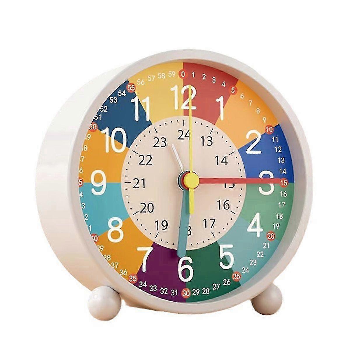 25-26 Analog Alarm Clock for Kids Learn to Tell Time with Colorful Dial, Silent Clock Movement, Battery Operated